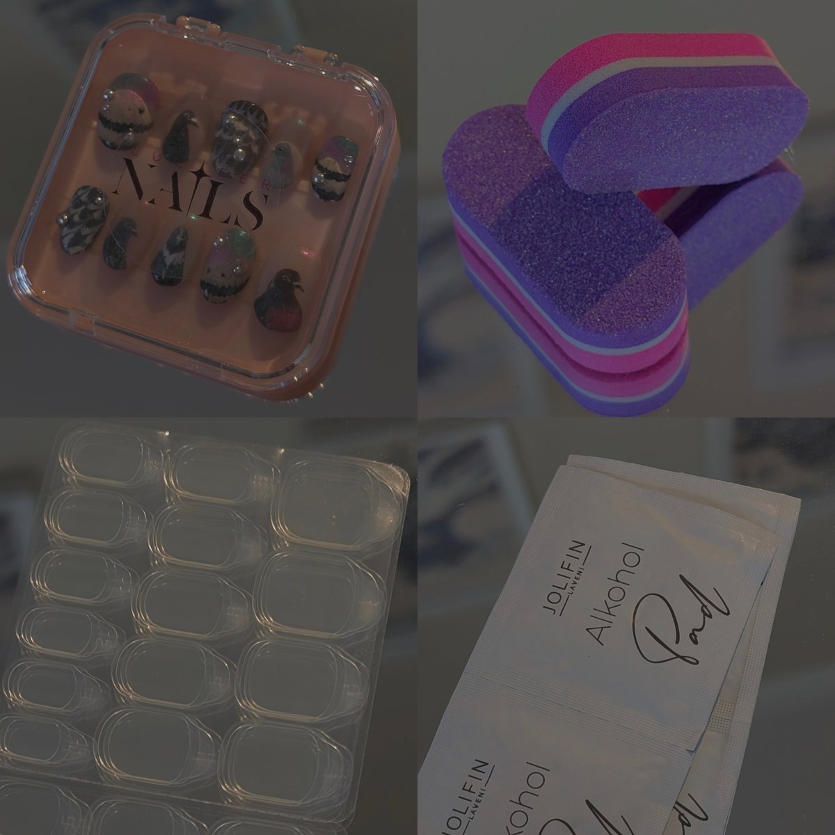 Lucifer Nails Verpackung mit Klebepads, Mini-Feile, Rosenholzstäbchen und Entfettungs-Wipes